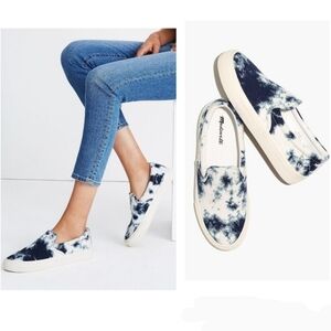 Madewell Sidewalk Slip-On Sneakers in Tie-Dyed Blue and White Recycled Canvas 10